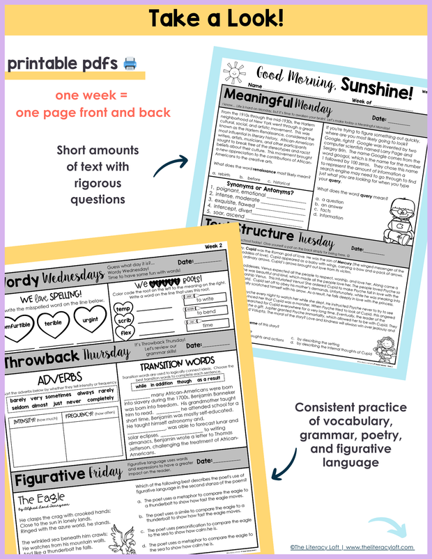 ELA Morning Work 5th Grade {February} I Distance Learning I Google Slides