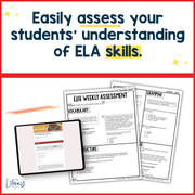 4th Grade ELA Reading Comprehension Morning Work Assessment Winter Review - Dec