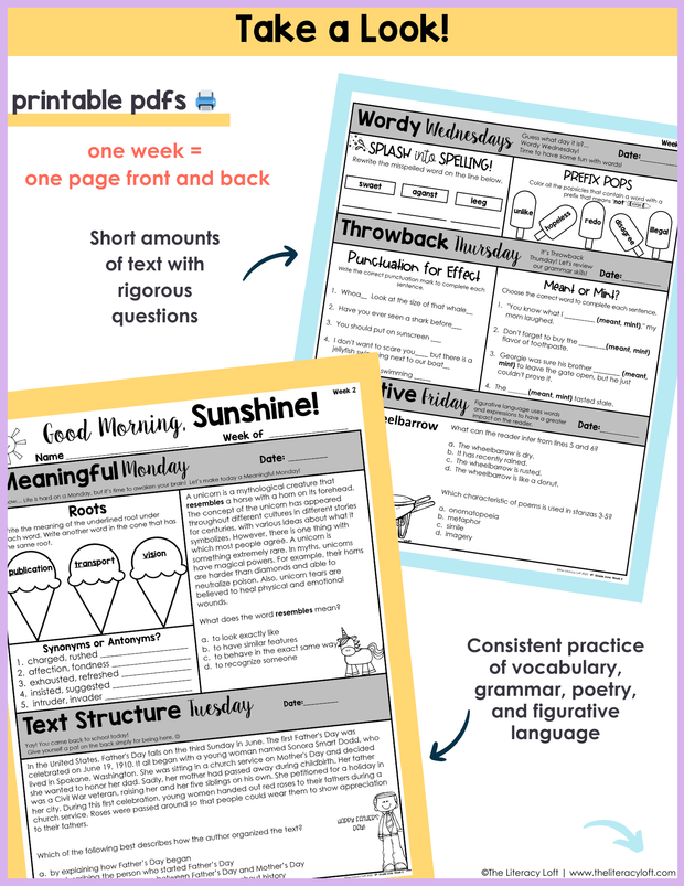 ELA Morning Work 4th Grade {June} | Distance Learning | Google Slides