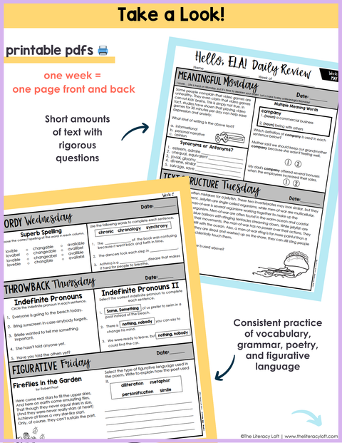 ELA Daily Review 6th Grade {May} | Distance Learning | Google Slides and Forms