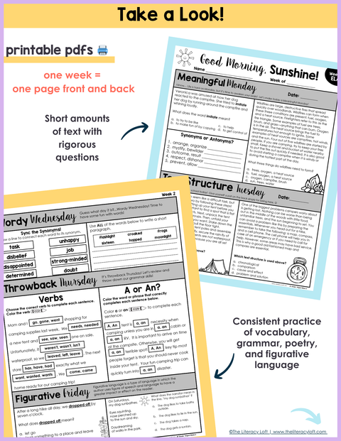 ELA Morning Work 4th Grade {August} | Distance Learning | Google Slides