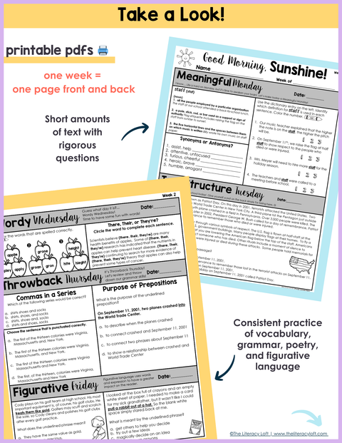 ELA Morning Work 5th Grade {September} | Distance Learning | Google Slides