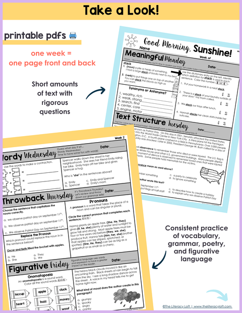 ELA Morning Work 3rd Grade {September} | Distance Learning | Google Slides and Forms