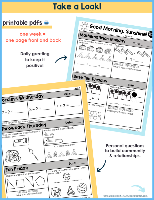 Math Morning Work 1st Grade {August} | Distance Learning | Google Apps