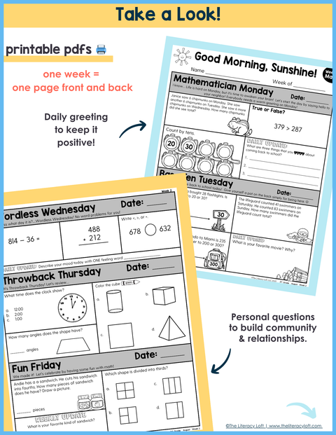 Math Morning Work 3rd Grade {August} | Distance Learning | Google Apps