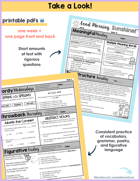 ELA Morning Work 3rd Grade {May} | Distance Learning | Google Slides