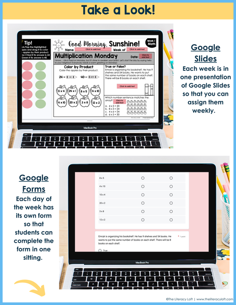 Math Morning Work 4th Grade Bundle | Printable | Google Slides and Forms