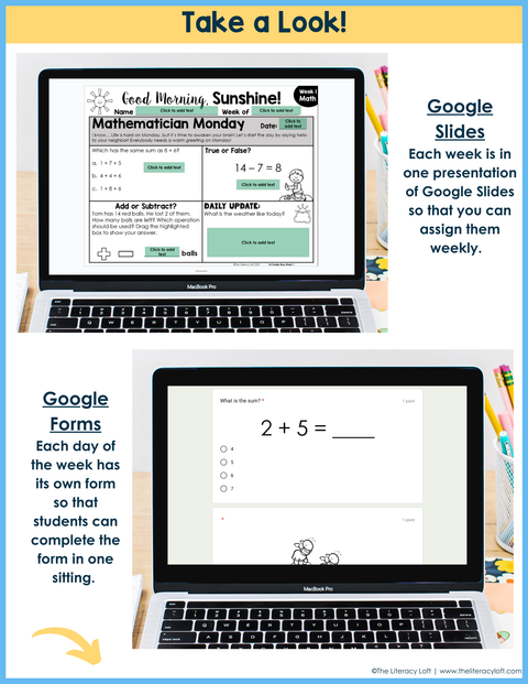 Math Morning Work 1st Grade Bundle | Printable | Google Slides and Forms