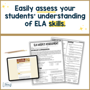 9th Grade ELA Reading Comprehension November Fall Morning Work Assessment Thanksgiving High School
