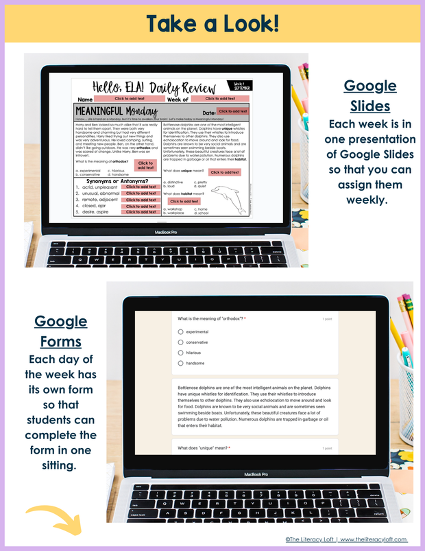 ELA Daily Review 7th Grade Bundle | Printable | Google Apps