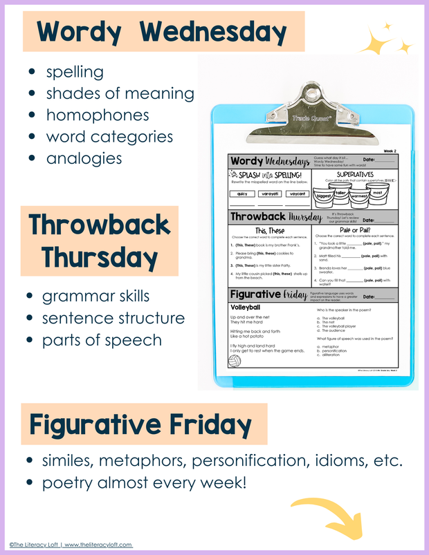 4th Grade ELA Morning Work and Weekly Assessments Bundle