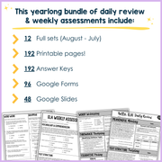 10th Grade ELA Daily Review & Assessment Reading Comprehension Bundle High School