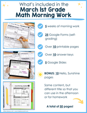 Math Morning Work 1st Grade {March} I Distance Learning I Google Apps