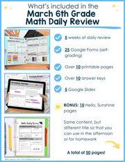 Math Daily Review 6th Grade {March} | Distance Learning | Google Apps