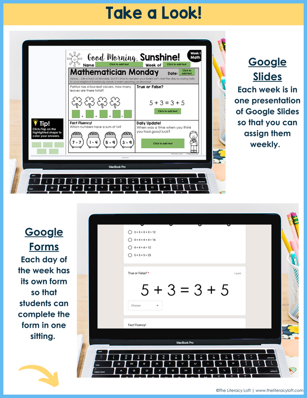 Math Morning Work 2nd Grade {March} I Distance Learning I Google Apps