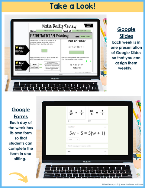 Math Daily Review 6th Grade {March} | Distance Learning | Google Apps