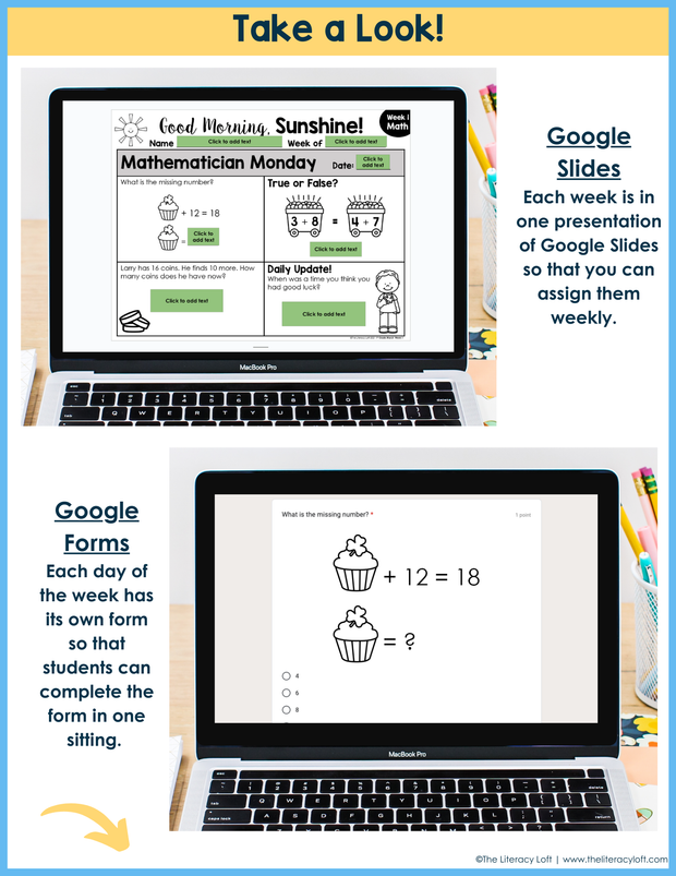 Math Morning Work 1st Grade {March} I Distance Learning I Google Apps