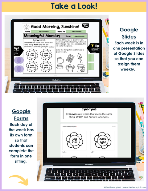 1st Grade ELA Morning Work (March) | Distance Learning | Google Slides