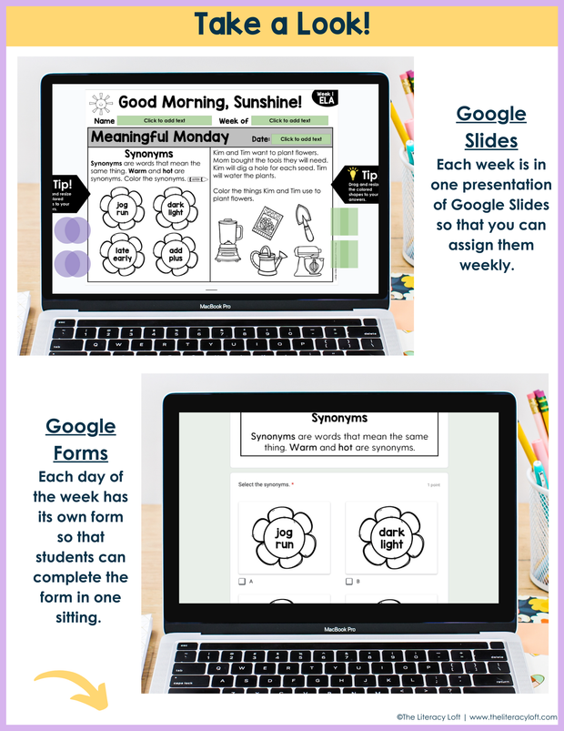 1st Grade ELA Morning Work (March) | Distance Learning | Google Slides