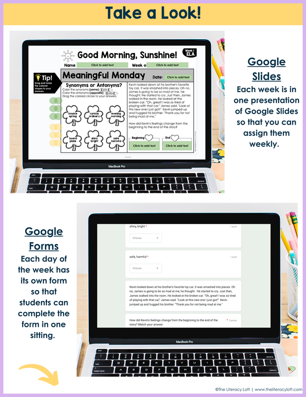 ELA Morning Work 2nd Grade {March} | Distance Learning | Google Slides