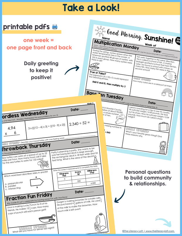 Math Morning Work 5th Grade {March} I Distance Learning I Google Slides