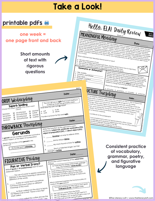 ELA Daily Review 8th Grade {March} | Distance Learning | Google Slides and Forms