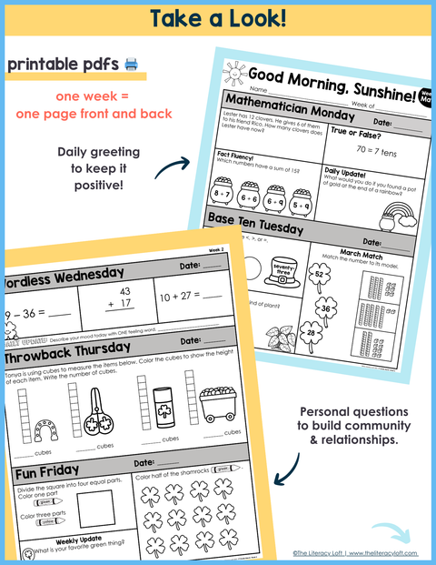 Math Morning Work 1st Grade {March} I Distance Learning I Google Apps