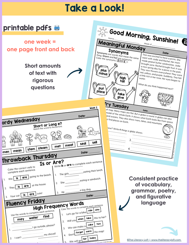 1st Grade ELA Morning Work (March) | Distance Learning | Google Slides