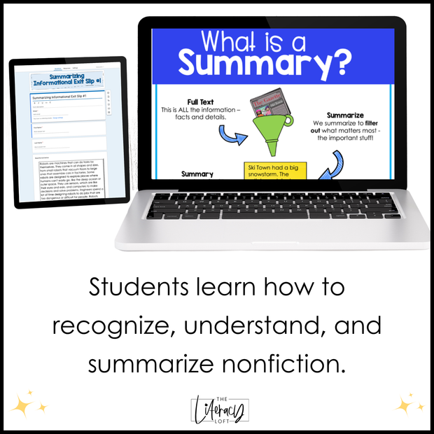 4th 5th Grade Summarizing Nonfiction Text Reading Comprehension Passages Unit