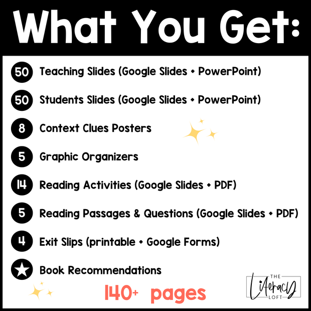 4th 5th Grade Context Clues Reading Comprehension Unit Vocabulary Worksheets Graphic Organizers Posters
