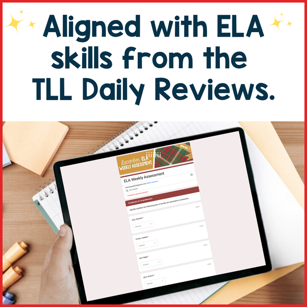 2nd Grade ELA Reading Comprehension Morning Work Assessment Winter Review - Dec