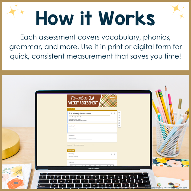 5th Grade ELA Reading Comprehension November Fall Morning Work Assessment Thanksgiving