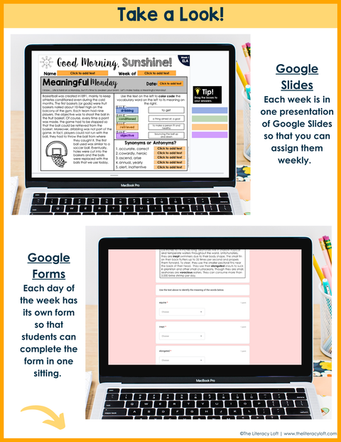 ELA + Math Morning Work 4th Grade {The Bundle} Google Slides + Forms