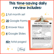 ELA Daily Review 7th Grade {August} | Distance Learning | Google Slides and Forms