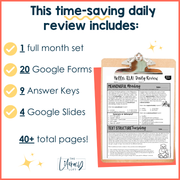 ELA Daily Review 8th Grade {August} | Distance Learning | Google Slides and Forms