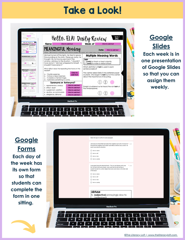 6th Grade ELA Daily Review and Weekly Assessment Bundle