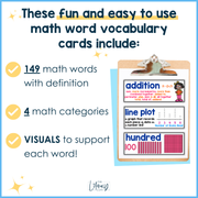 2nd Grade Math Review Word Wall Vocabulary Posters Fun Decor ESL Cards