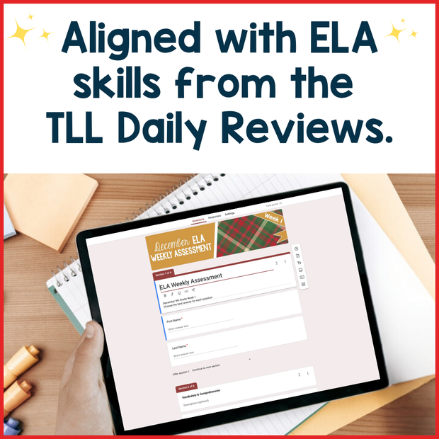 9th Grade ELA Reading Comprehension Morning Work Assessment Winter Review - Dec