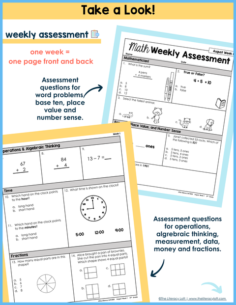 Math Weekly Assessments 2nd Grade | Printable | Google Forms