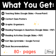 4th 5th Grade Context Clues Reading Comprehension Unit Vocabulary Worksheets Graphic Organizers Posters