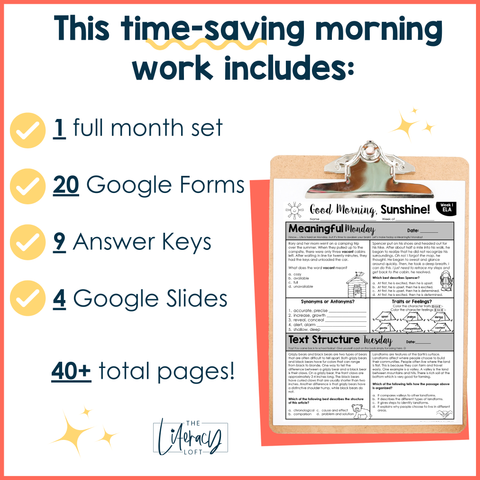 ELA Morning Work 5th Grade {August} | Distance Learning | Google Slides