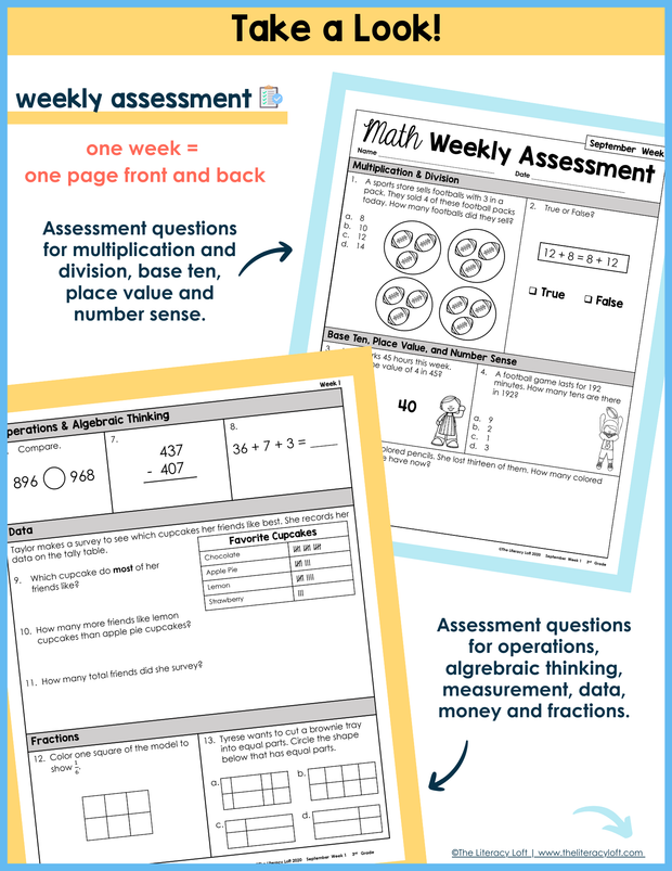 Math Weekly Assessments 3rd Grade | Printable | Google Forms