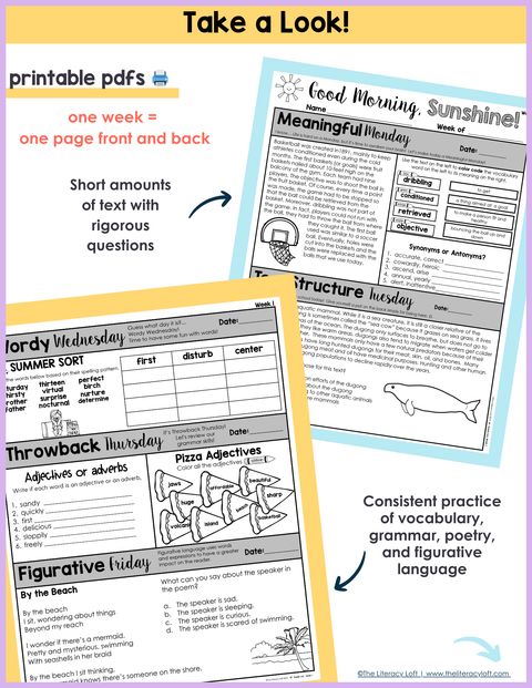 ELA Morning Work 4th Grade (Bundle) | Printable | Google Apps