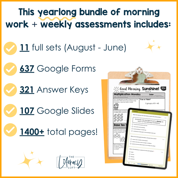 3rd Grade ELA and Math Morning Work and Weekly Assessments Bundle