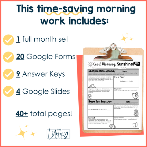 Math Morning Work 5th Grade {August} | Distance Learning | Google Slides