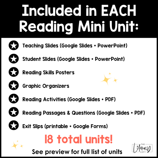 Mini Reading Task Reading Mini Units – The Literacy Loft