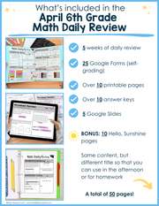 Math Daily Review 6th Grade {April} | Distance Learning | Google Apps