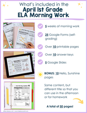 1st Grade ELA Morning Work (April) | Distance Learning | Google Slides