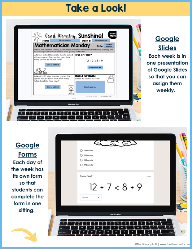 Math Morning Work 2nd Grade {April} | Distance Learning | Google Apps