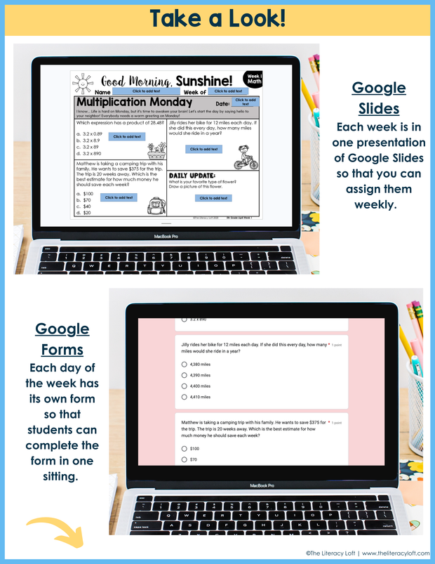 Math Morning Work 5th Grade {April} | Distance Learning | Google Slides